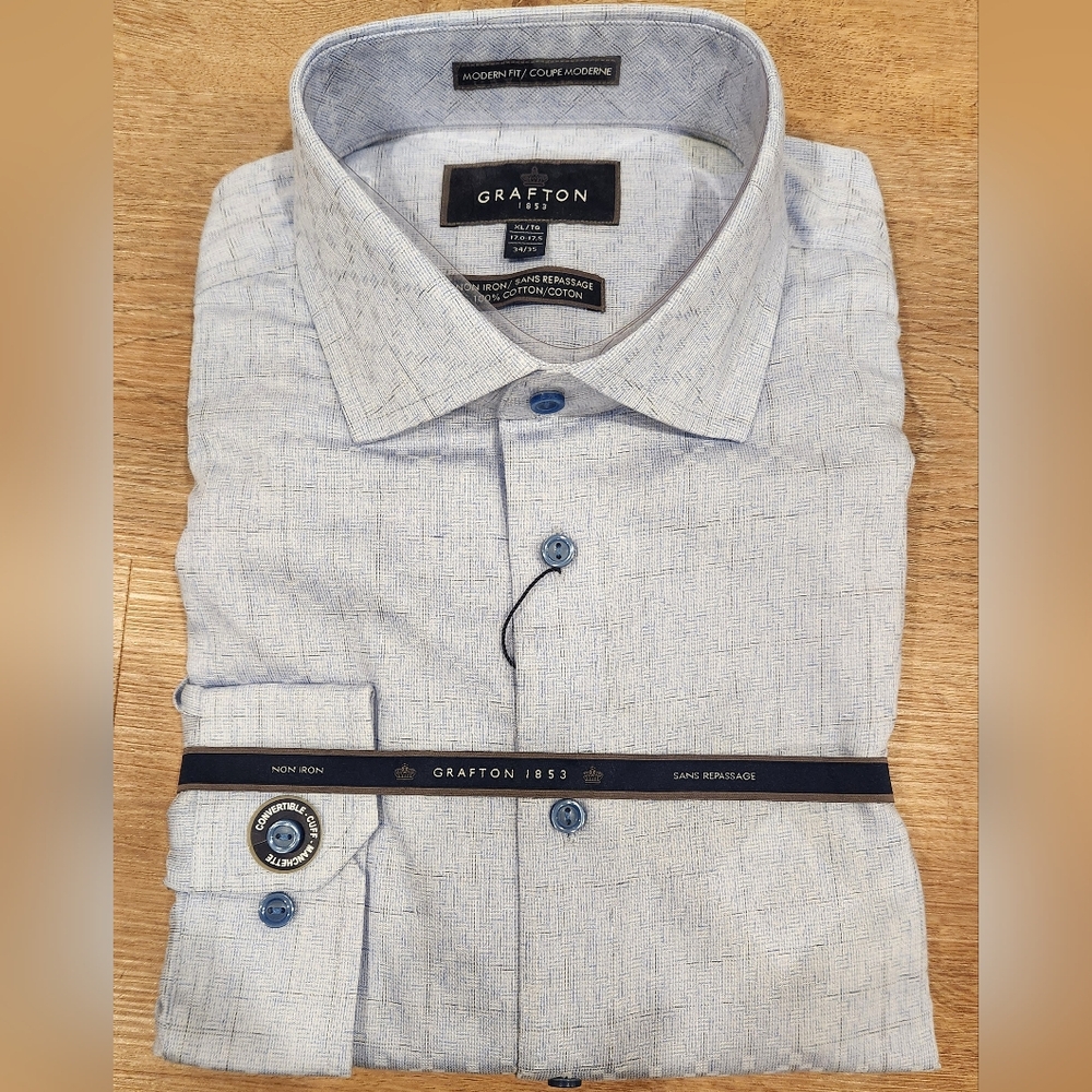 NWT Grafton XL Men's Light Blue Dress Shirt